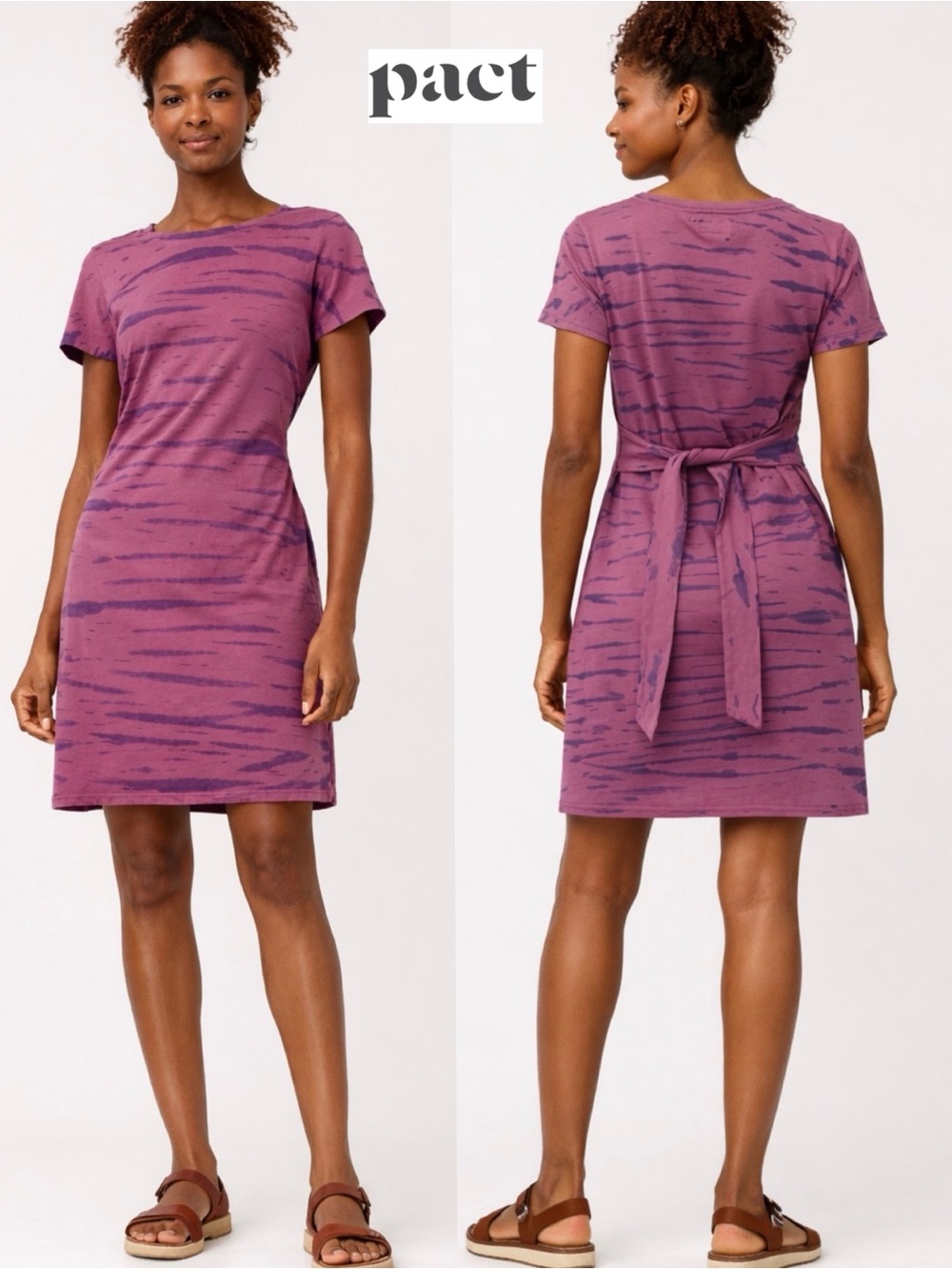 Pact Farout Tie Dye Shirt Dress Small Pink Purple Mauve M Organic Cotton Boho